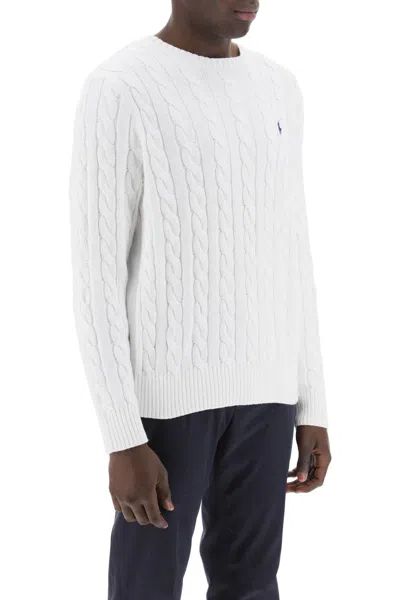 Polo Ralph Lauren Slim-fit Cable Knit Sweater With Classic Design In White