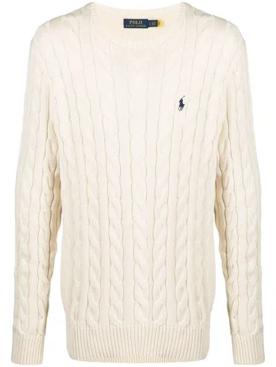 Polo Ralph Lauren Cotton Knitshirt In Cream In Gray