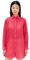 Polo Ralph Lauren Cotton Linen Boyfriend Shirt Coral