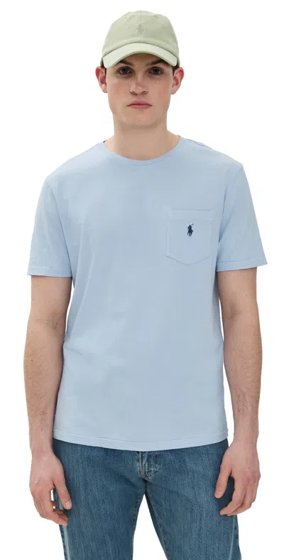 Polo Ralph Lauren Cotton Linen Pocket Tee Office Blue
