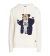 Polo Ralph Lauren Womens Parchment Cream Polo Bear-intarsia Hooded Cotton And Linen-blend Knitted Jumper Xs In White