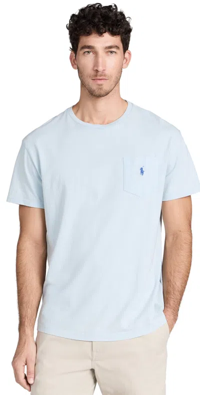 Polo Ralph Lauren Classic Fit Cotton Linen Pocket Tee In Alpine Blue