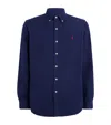 Polo Ralph Lauren Mens Navy Long-sleeved Garment-dyed Custom-fit Cotton Oxford Shirt Xl In Blue