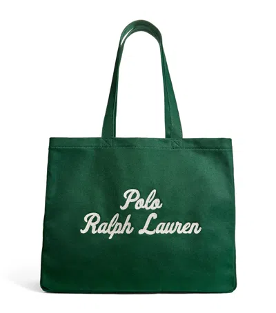 Polo Ralph Lauren Cotton Logo Tote Bag In Green