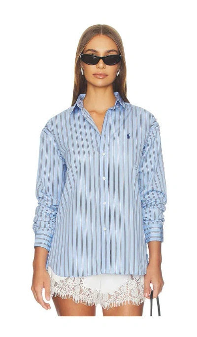 Polo Ralph Lauren Cotton Long Sleeve Blouse In Blue