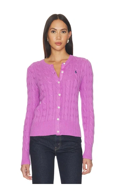 Polo Ralph Lauren Cotton Long Sleeve Cardigan In Purple