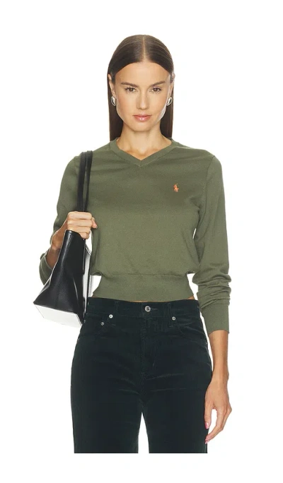 Polo Ralph Lauren Cotton Long Sleeve Crew Neck Pullover Sweater In Gray