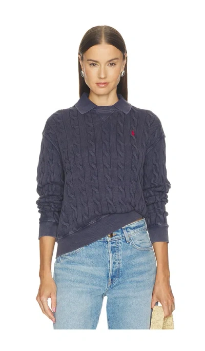 Polo Ralph Lauren Cotton Long Sleeve Polo Knit Collar Polo In Hunter Navy