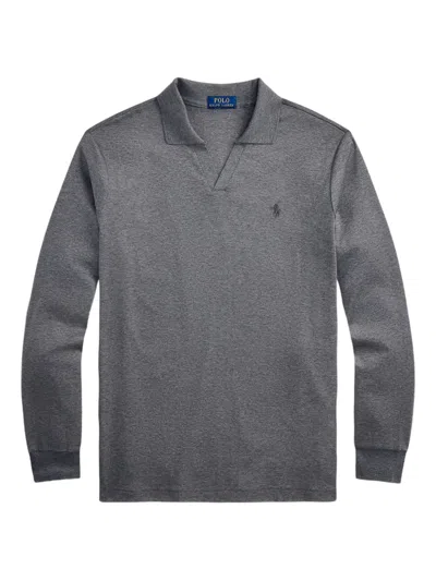 Polo Ralph Lauren Cotton Long-sleeve Polo Shirt In Gray