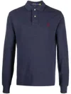 Polo Ralph Lauren Logo Long Sleeve Polo Shirt In 蓝色