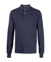 Polo Ralph Lauren Logo Long Sleeve Polo Shirt In Blue