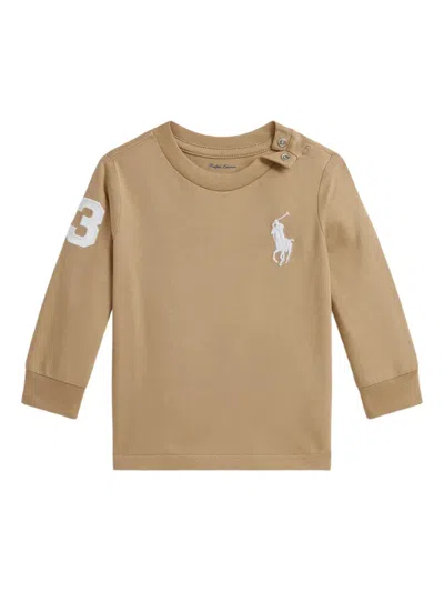 Polo Ralph Lauren Babies' Cotton Long-sleeve T-shirt In Brown