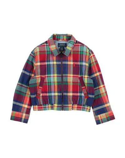 Polo Ralph Lauren Babies'  Cotton Madras Jacket Toddler Girl Jacket Red Size 5 Cotton