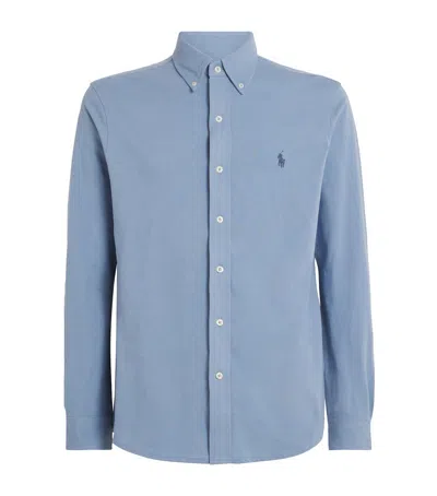 Polo Ralph Lauren Cotton Featherweight Mesh Shirt In Blue