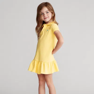Polo Ralph Lauren Kids' Cotton Mesh Polo Dress In Corn Yellow