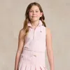 Polo Ralph Lauren Kids' Cotton Mesh Sleeveless Polo Shirt In Hint Of Pink