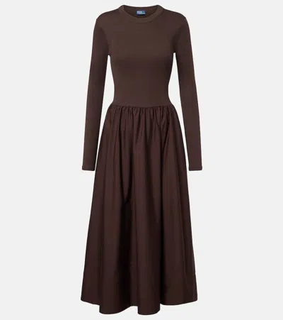 Polo Ralph Lauren Cotton Midi Dress In Brown
