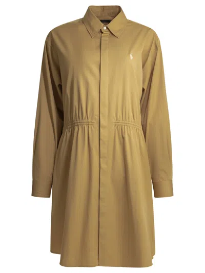 Polo Ralph Lauren Ralph Lauren Drawcord Dress Camel In Brown