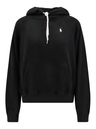 Polo Ralph Lauren Cotton Mixed Sweatshirt With Hood In Black
