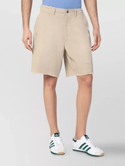 Polo Ralph Lauren Cotton Oversized Shorts Frayed Hem In Neutral