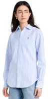 Polo Ralph Lauren Oxford Cotton Shirt In Harbour Blue White Stripes