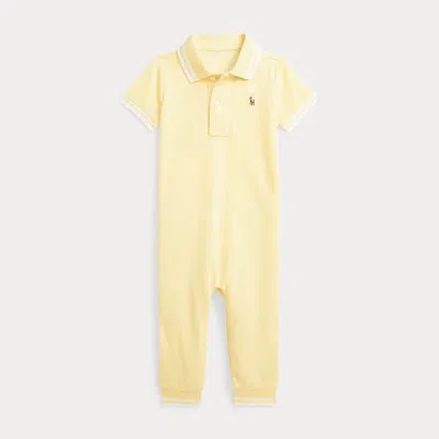 Polo Ralph Lauren Babies' Cotton Oxford Mesh Polo Coverall In Wicket Yellow Multi