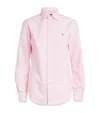 Polo Ralph Lauren Light Pink Button-up Shirt With Subtle Embroidered Logo In Pink