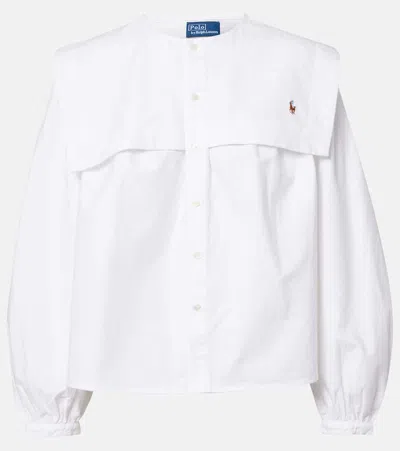 Polo Ralph Lauren Oversized Collar Shirt Bib Style Panel In White