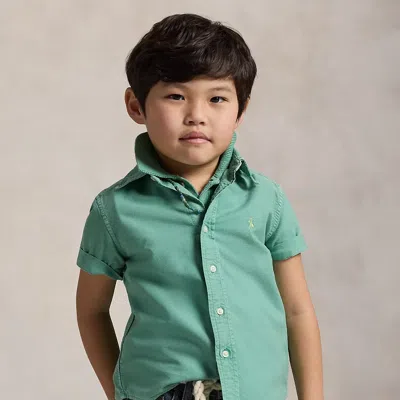 Polo Ralph Lauren Kids' Cotton Oxford Short-sleeve Shirt In Haven Green,banana Peel