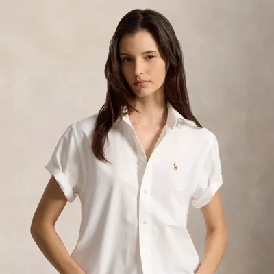 Polo Ralph Lauren Cotton Oxford Short-sleeve Shirt In White