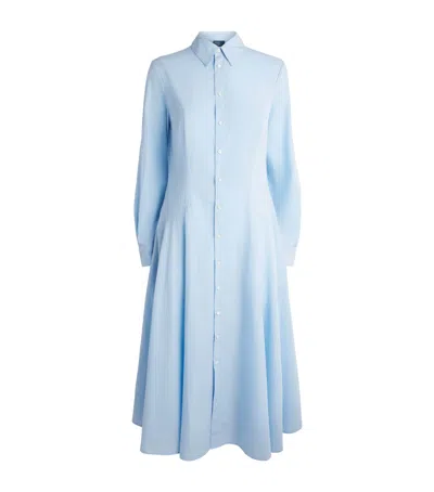 Polo Ralph Lauren Cotton Panelled Midi Dress In Blue