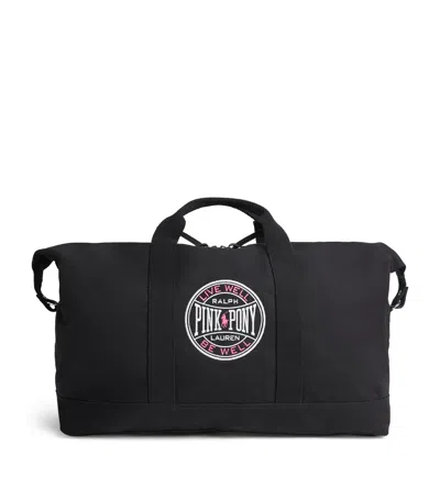 Polo Ralph Lauren Cotton Pink Pony Duffle Bag In Black