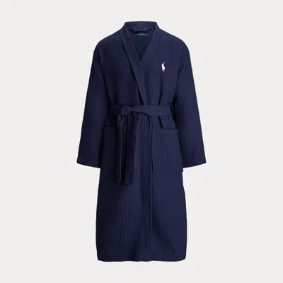 Polo Ralph Lauren Cotton Pique Dressing Gown In Blue