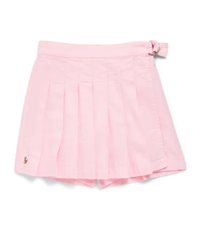 Polo Ralph Lauren Kids' Cotton Pleated Skort In Pink