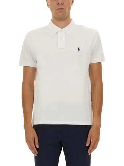 Polo Ralph Lauren White Cotton Custom Slim-fit Polo In Multi