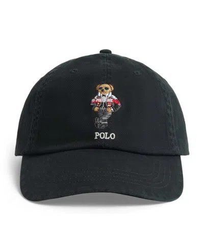 Polo Ralph Lauren Cotton Polo Bear Baseball Cap In Black