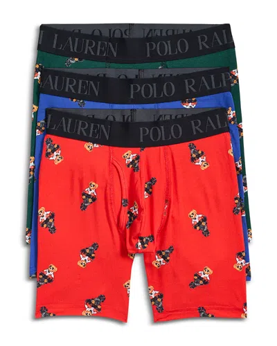 Polo Ralph Lauren Cotton Polo Bear Boxer Briefs, Pack Of 3 In Multi