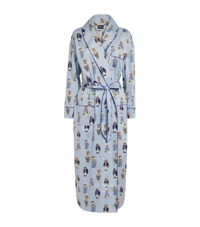 Polo Ralph Lauren Cotton Polo Bear Heritage Robe In Blue