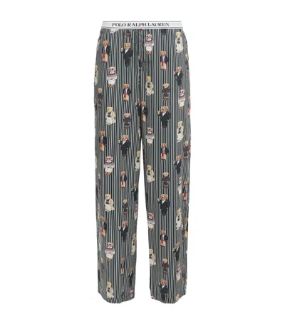 Polo Ralph Lauren Cotton Polo Bear Logo Pyjama Trousers In Green