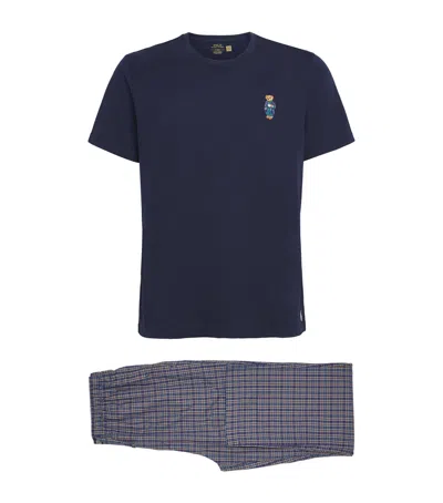 Polo Ralph Lauren Cotton Polo Bear Short-sleeve Pyjama Set In Blue