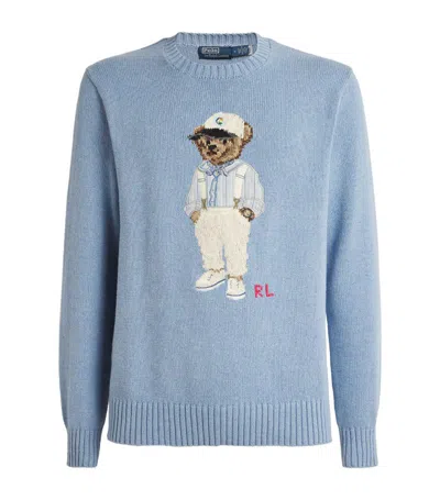 Polo Ralph Lauren Cotton Polo Bear Sweater In Driftwood Blue