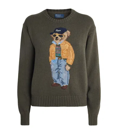Polo Ralph Lauren Cotton Polo Bear Sweater In Green