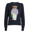 Polo Ralph Lauren Polo Bear Cotton Crewneck Jumper In Navy