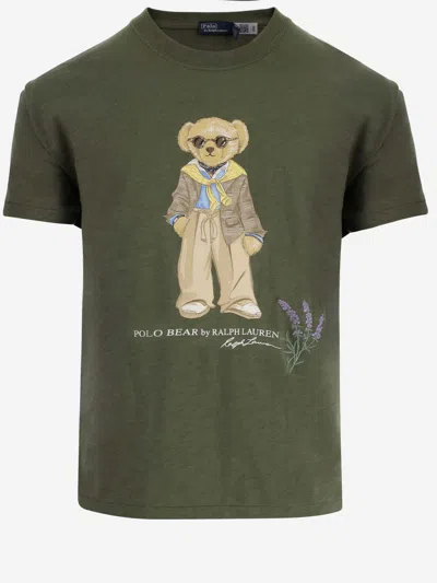 Polo Ralph Lauren Cotton Polo Bear T-shirt In Verde