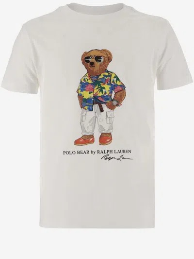 Polo Ralph Lauren Kids' Cotton Polo Bear T-shirt In White