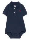 Polo Ralph Lauren Cotton Polo Bodysuit In Blue