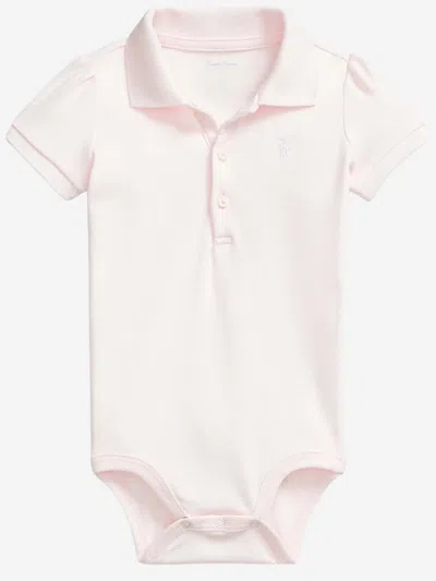 Polo Ralph Lauren Cotton Polo Bodysuit In Pink