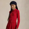 Polo Ralph Lauren Big Girls Cotton Polo Cardigan Skirt Set In Rl 2000 Red/navy
