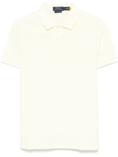Polo Ralph Lauren Cotton Polo In Pastel Yellow With Logo In White