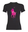 Polo Ralph Lauren Pink Pony Graphic Crew-neck T-shirt In Black